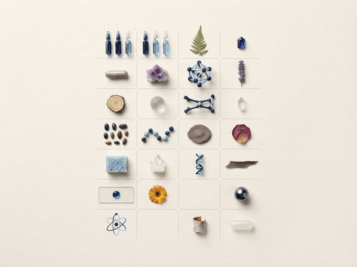 Scientific forms arranged as a visual glossary