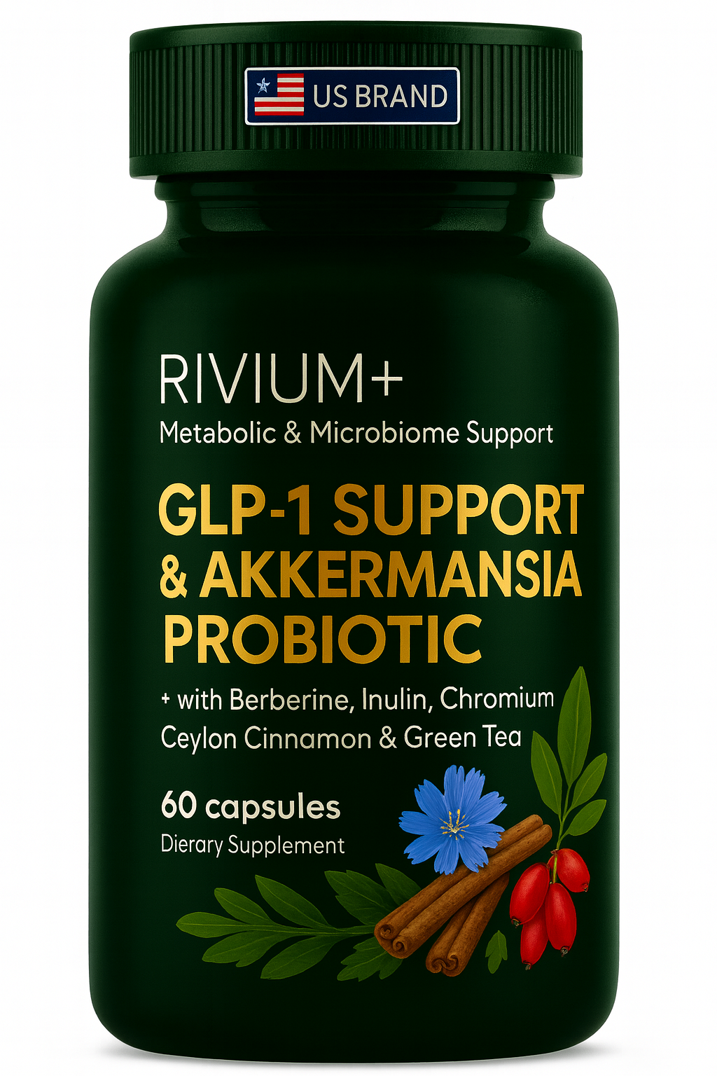 GLP-1 Support & Akkermansia Probiotic Blend – 60 Capsules | Rivium
