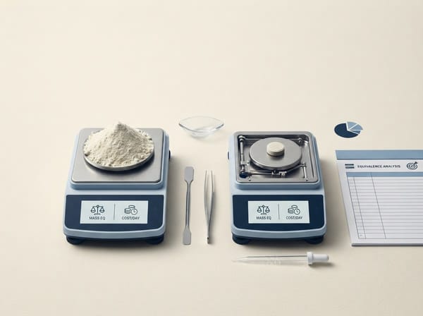 Balanced scales comparing equivalent supplement doses
