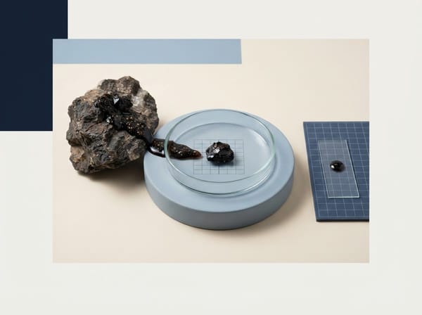 Shilajit resin, mountain stone and a laboratory sample dish